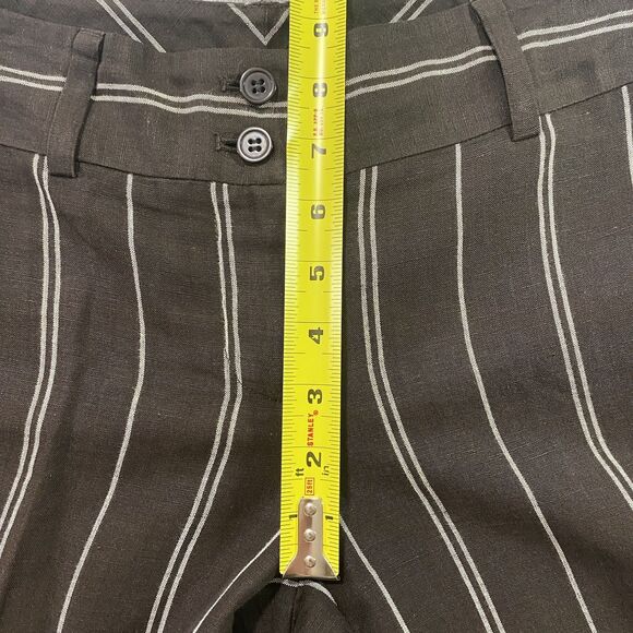 ANN TAYLOR Trouser Striped Low Rise Flare Linen Blend Lined Pants Womens 4 Black - Picture 6 of 9
